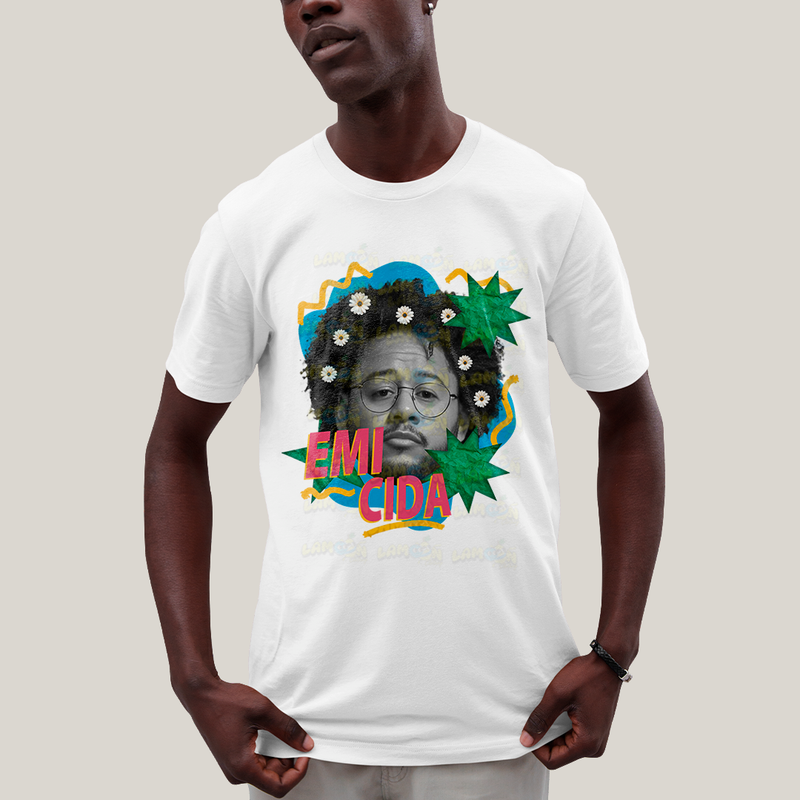 Camiseta Algodão Unissex T shirt - Emicida Rapper colagem