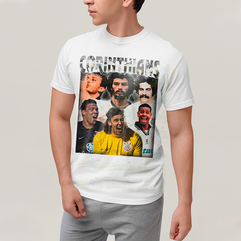 Camiseta Algodão Unissex T shirt - Futebol Ídolos Antigos Cássio Marcelinho Carioca Ronaldo Corinthians