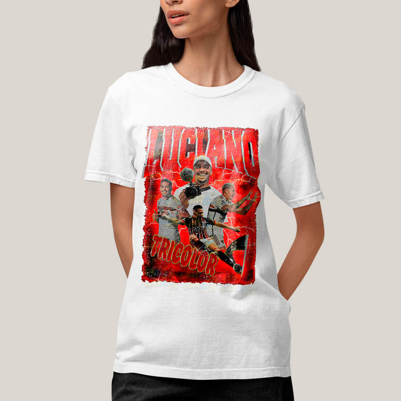Camiseta Algodão Unissex T shirt Graphic Tee Luciano Tricolor Jogador de Futebol São Paulo