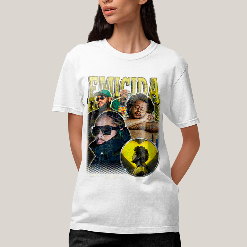 Camiseta Algodão Unissex T shirt - Emicida Amarelo cantor rap hip hop