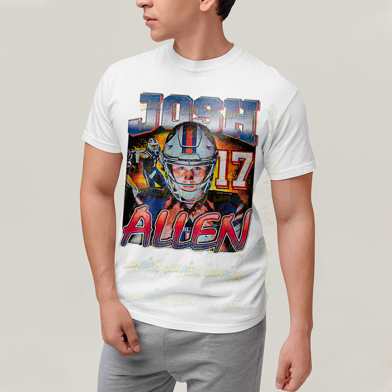 Camiseta Algodão Unissex T shirt - Josh Allen 17 jogador de futebol