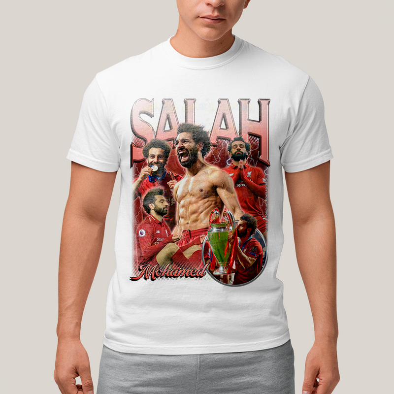 Camiseta Algodão Unissex T shirt - Mohamed Salah jogador de futebol