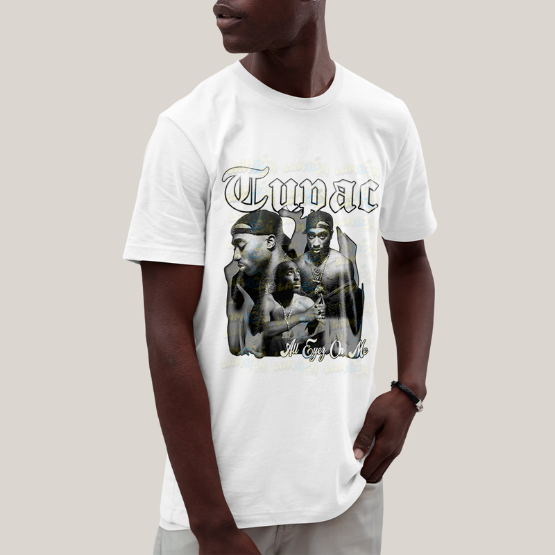 Camiseta Algodão Unissex T shirt - Tupac All Eyes On Me Black and White