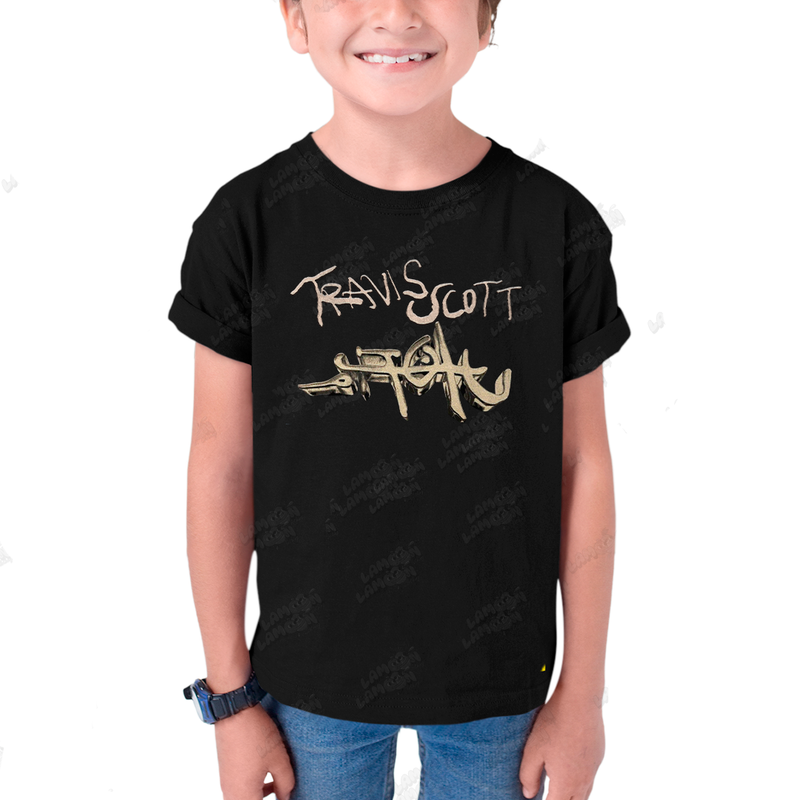 Camiseta Infantil Algodão Travis Scott Grafite