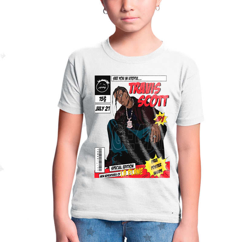 Camiseta Infantil Algodão Travis Scott See You In Utopia