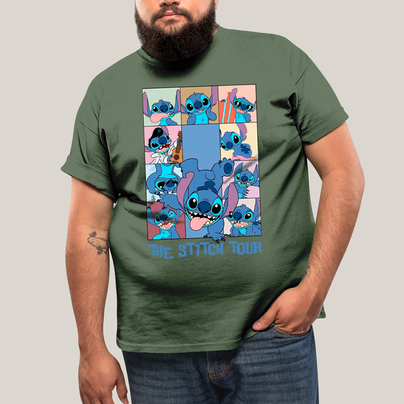 Camiseta Plus Size Algodão Unissex T shirt Lilo & Stitch The Stitch Tour