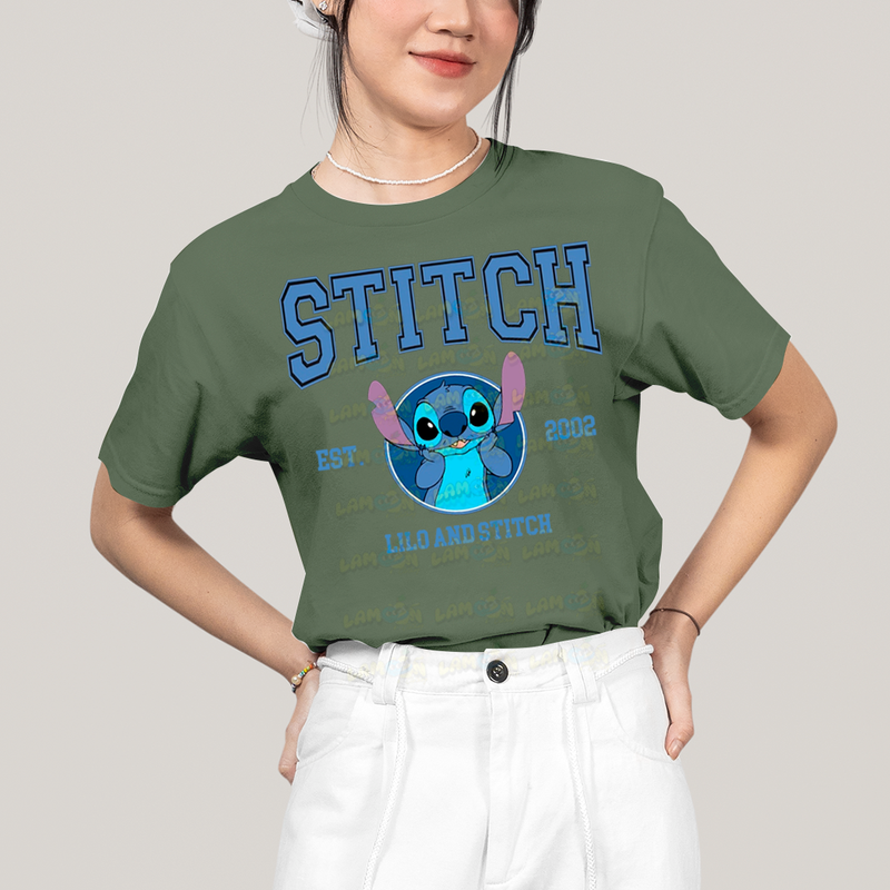 Camiseta Algodão Unissex T shirt Lilo & Stitch Est.2002