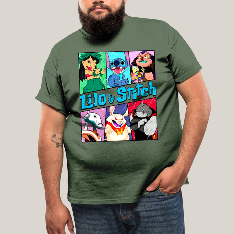 Camiseta Plus Size Algodão Unissex T shirt Lilo & Stitch Alienigenas