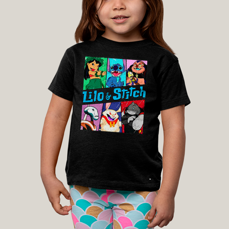 Camiseta Infantil Algodão Unissex T shirt Lilo & Stitch Alienigenas