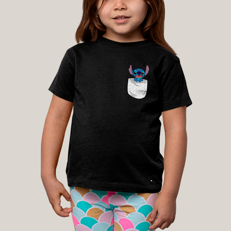Camiseta Infantil Algodão Unissex T shirt Lilo & Stitch Orelha Caida FC