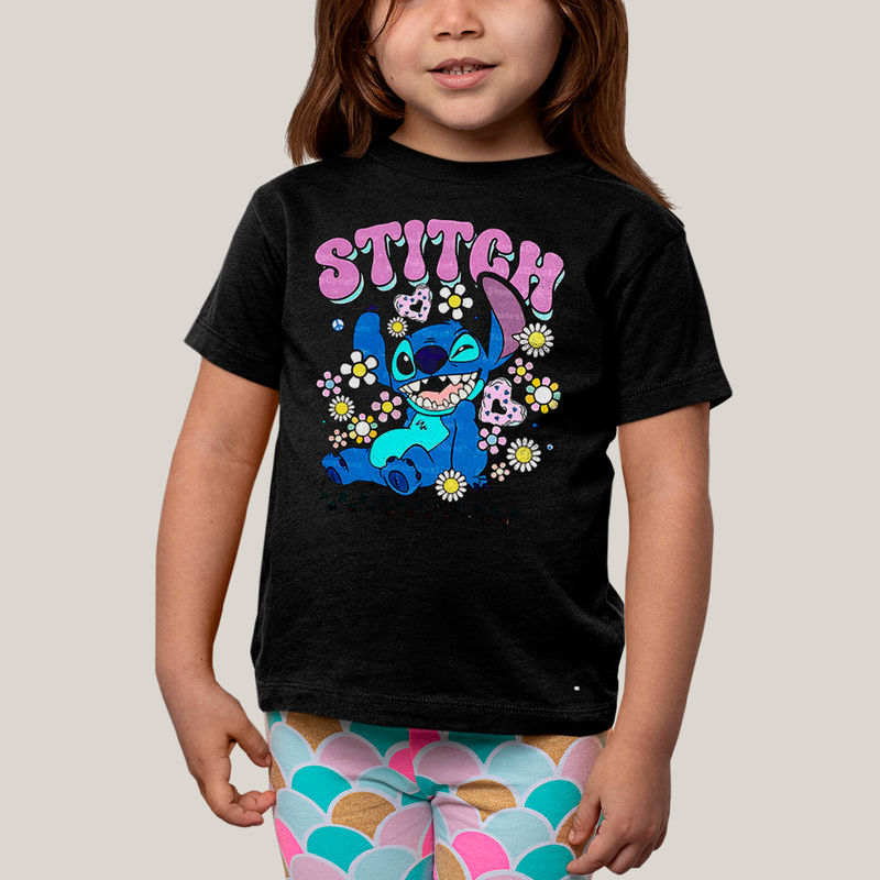 Camiseta Infantil Algodão Unissex T shirt Lilo & Stitch Piscando