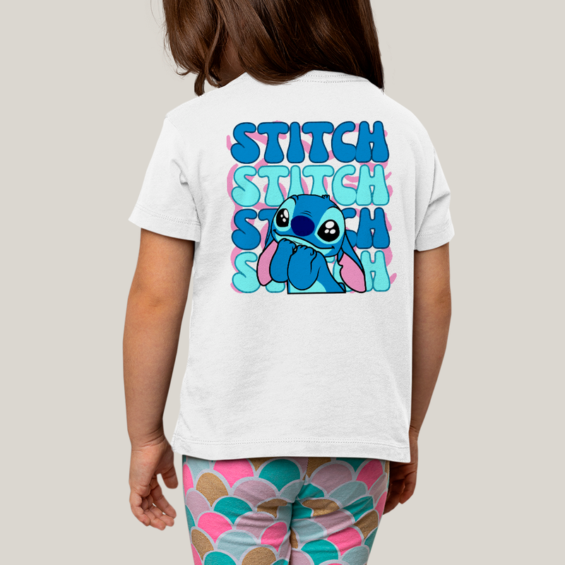 Camiseta Infantil Algodão Unissex T shirt Lilo & Stitch Orelha Caida FC