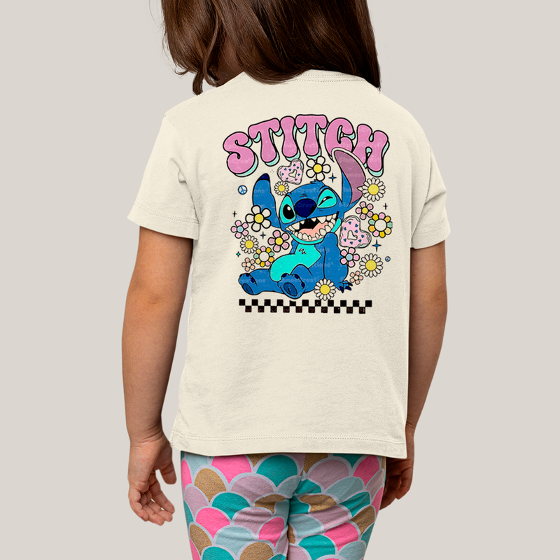 Camiseta Infantil Algodão Unissex T shirt Lilo & Stitch Piscando FC