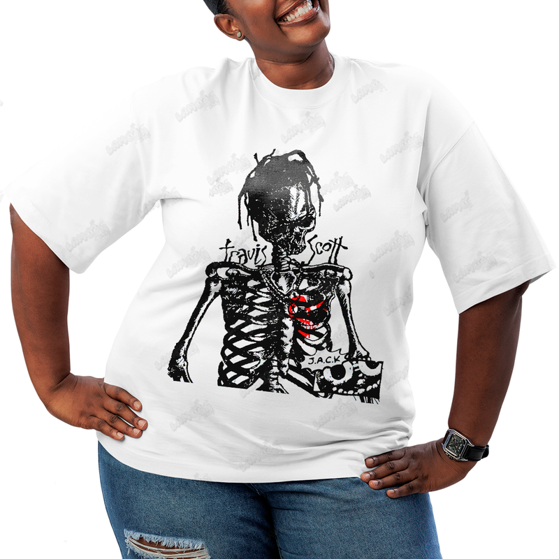 Camiseta Plus Size Algodão Travis Scott Esqueleto