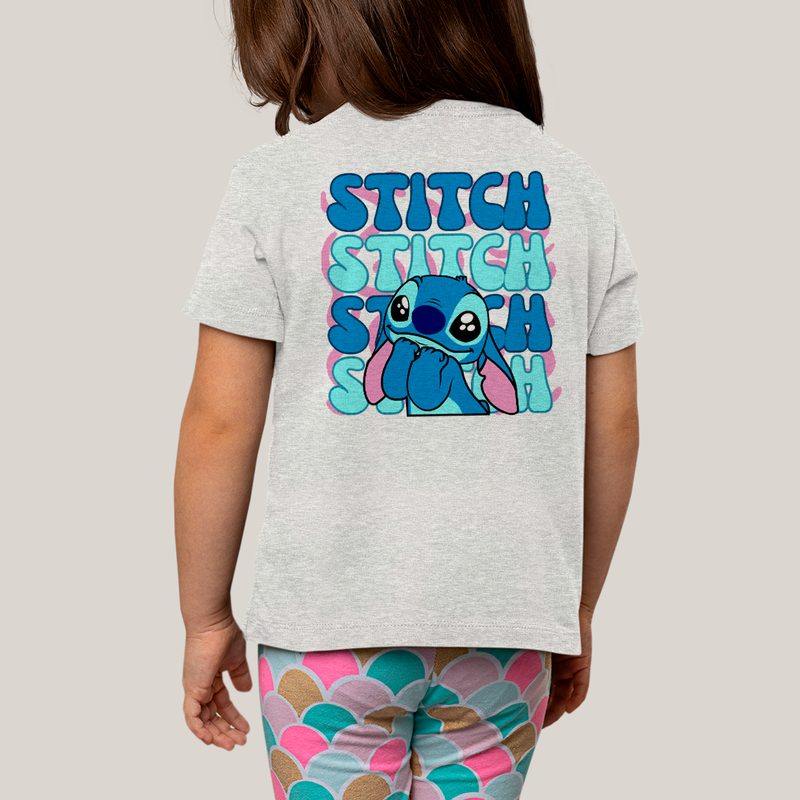 Camiseta Infantil Algodão Unissex T shirt Lilo & Stitch Orelha Caida FC