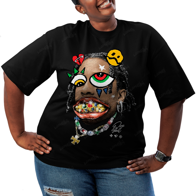 Camiseta Plus Size Algodão Travis Scott Dentes de Ouro