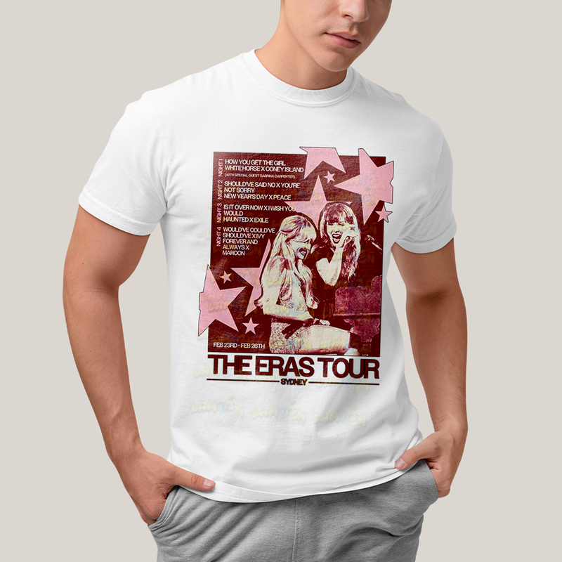 Camiseta Algodão Unissex T shirt  Sabrina Carpenter The Eras Tour Sydney Taylor Swift