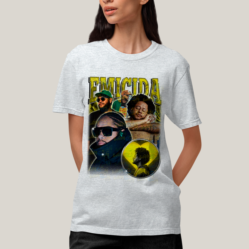 Camiseta Algodão Unissex T shirt - Emicida Amarelo cantor rap hip hop