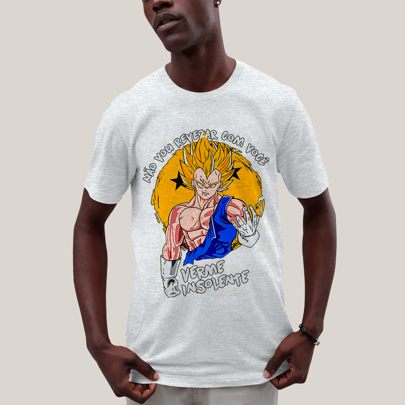 Camiseta Algodão Unissex T shirt - Vegeta Não Vou Revezar verme insolente dragonball