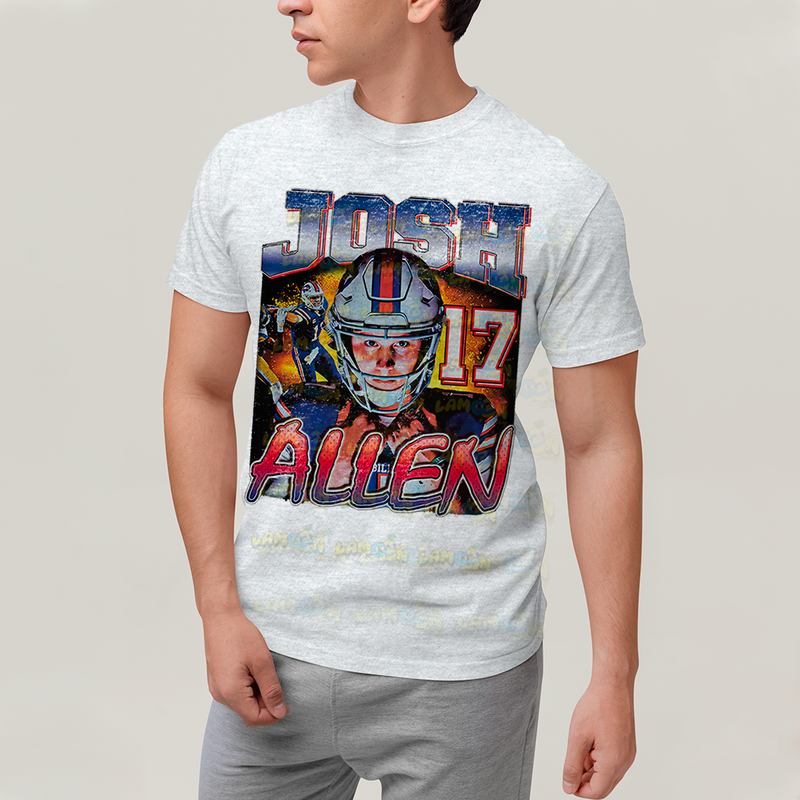 Camiseta Algodão Unissex T shirt - Josh Allen 17 jogador de futebol