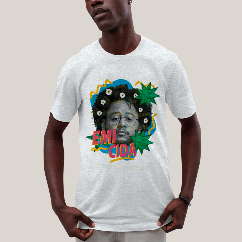 Camiseta Algodão Unissex T shirt - Emicida Rapper colagem