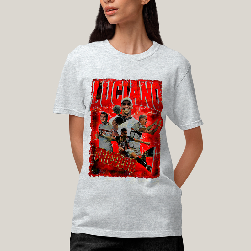 Camiseta Algodão Unissex T shirt Graphic Tee Luciano Tricolor Jogador de Futebol São Paulo