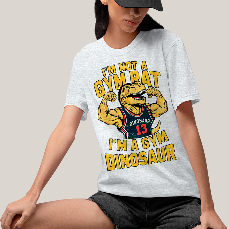 Camiseta Algodão Unissex T shirt Dinossauro Gym academia gym rat dinosaur