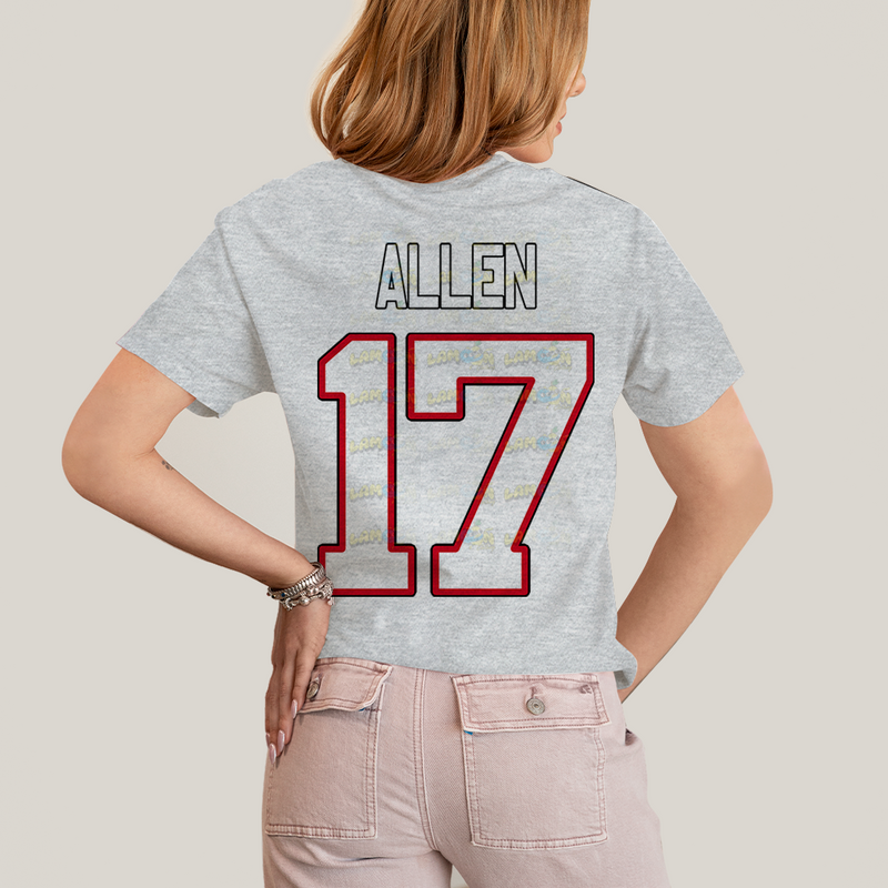 Camiseta Algodão Unissex T shirt -Josh Allen 17 Jogador de Futebol Americano FC