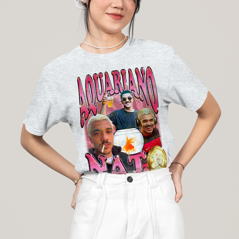 Camiseta Algodão Unissex T shirt - Aquariano Nato Chico Moedas