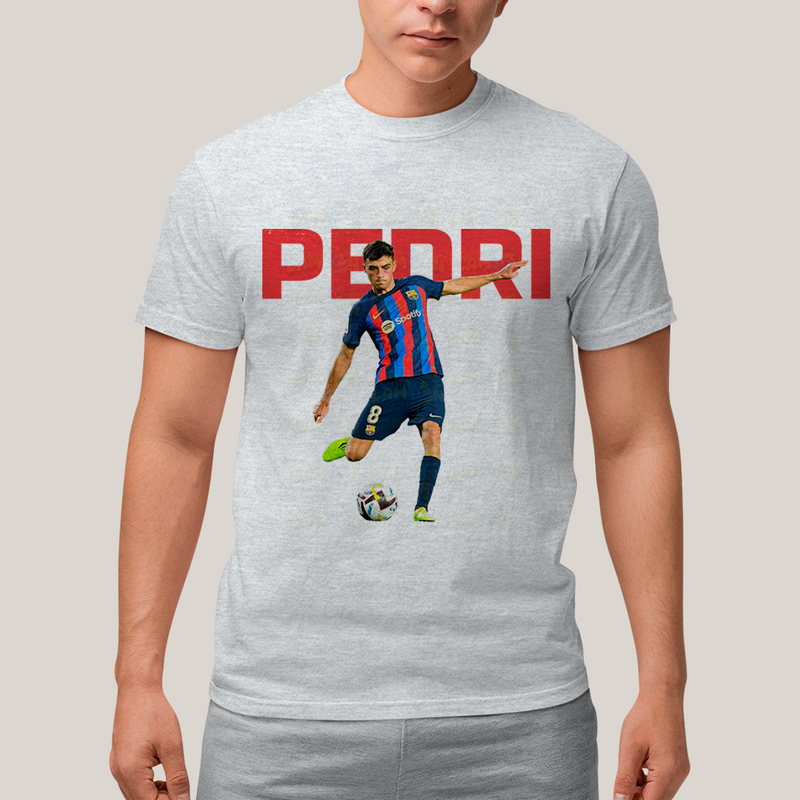 Camiseta Algodão Unissex T shirt - Pedri Jogador Barcelona Espanha