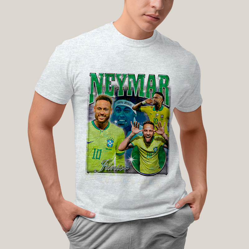 Camiseta Algodão Unissex T shirt - Neymar Júnior 100% Jesus jogador de futebol