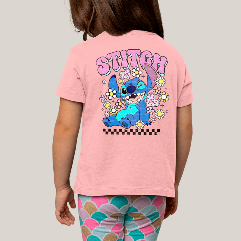 Camiseta Infantil Algodão Unissex T shirt Lilo & Stitch Piscando FC