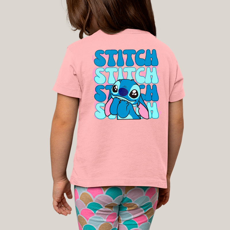 Camiseta Infantil Algodão Unissex T shirt Lilo & Stitch Orelha Caida FC