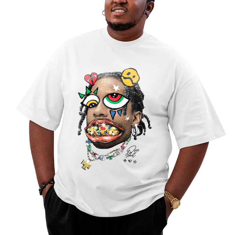 Camiseta Plus Size Algodão Travis Scott Dentes de Ouro