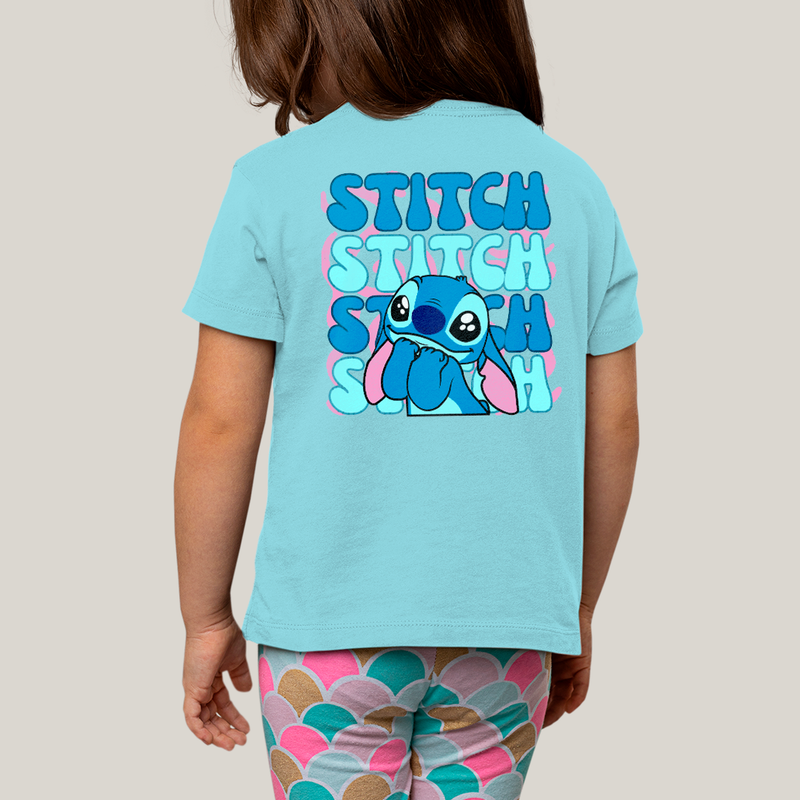 Camiseta Infantil Algodão Unissex T shirt Lilo & Stitch Orelha Caida FC
