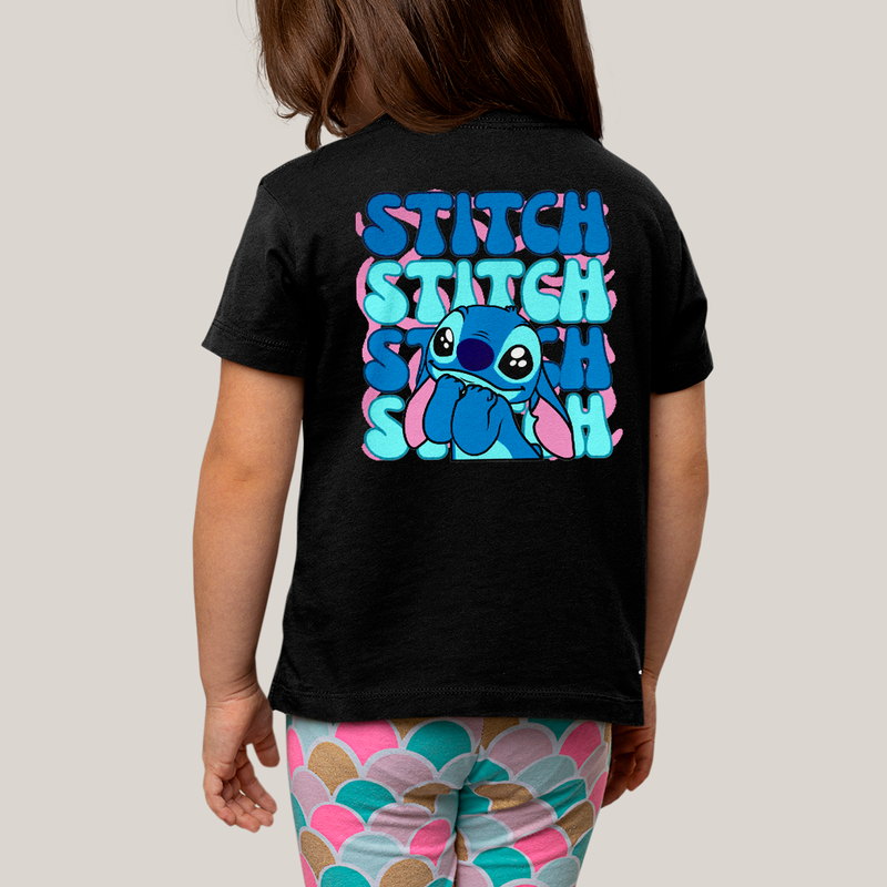 Camiseta Infantil Algodão Unissex T shirt Lilo & Stitch Orelha Caida FC