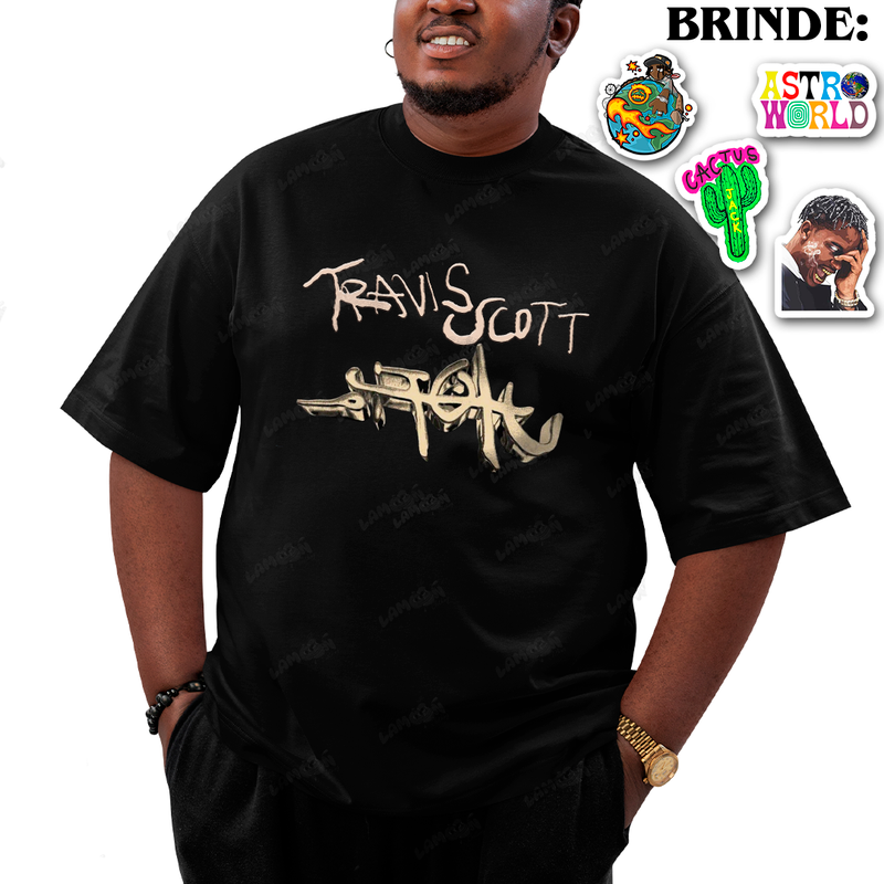 Camiseta Plus Size Algodão Travis Scott Grafite