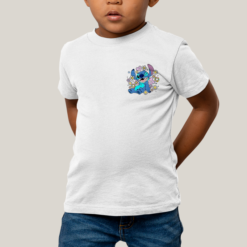 Camiseta Infantil Algodão Unissex T shirt Lilo & Stitch Piscando FC