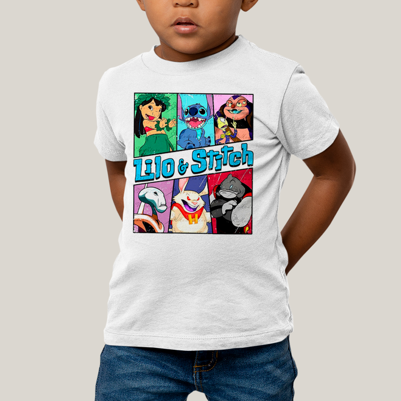 Camiseta Infantil Algodão Unissex T shirt Lilo & Stitch Alienigenas