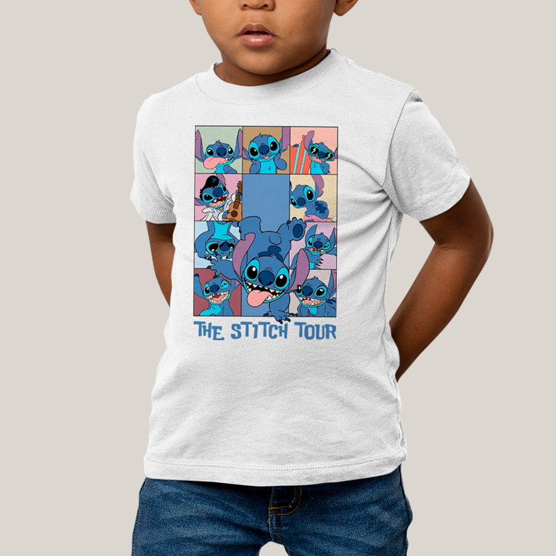 Camiseta Infantil Algodão Unissex T shirt Lilo & Stitch The Stitch Tour