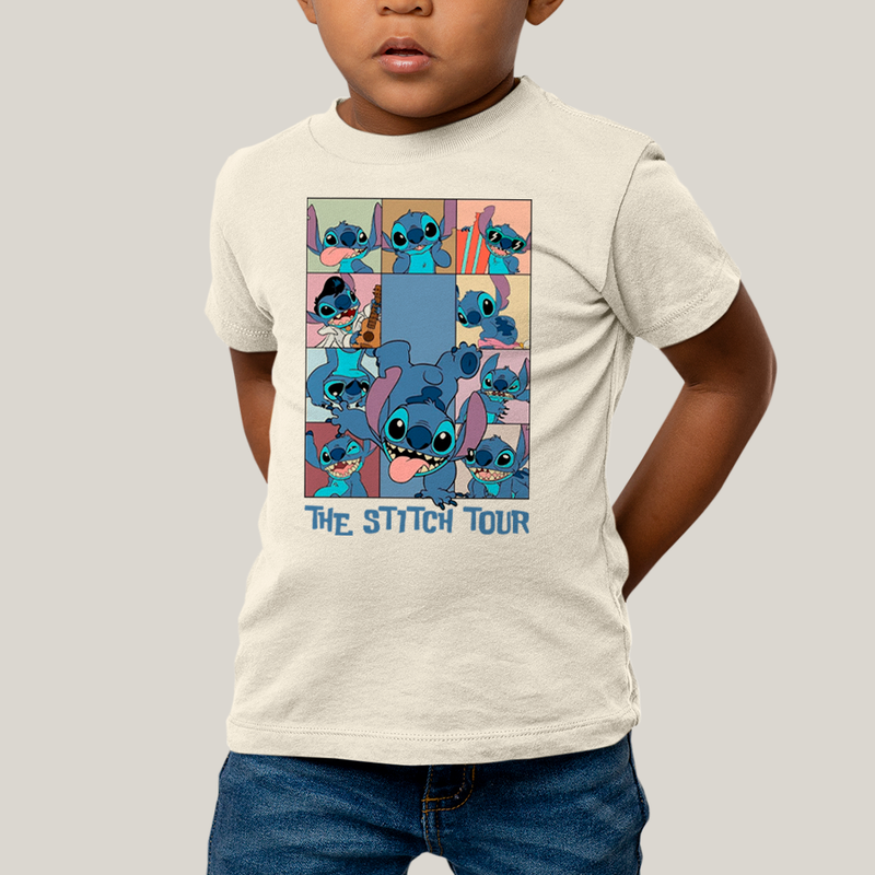 Camiseta Infantil Algodão Unissex T shirt Lilo & Stitch The Stitch Tour