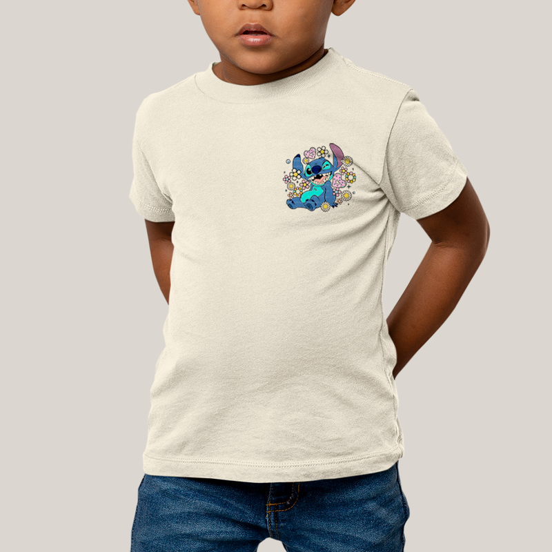 Camiseta Infantil Algodão Unissex T shirt Lilo & Stitch Piscando FC