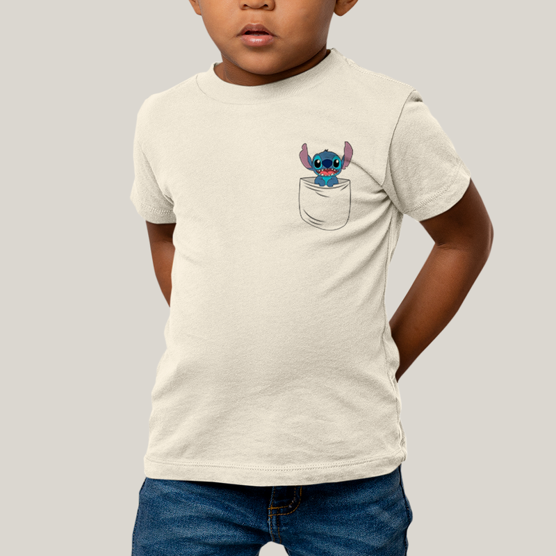 Camiseta Infantil Algodão Unissex T shirt Lilo & Stitch Orelha Caida FC