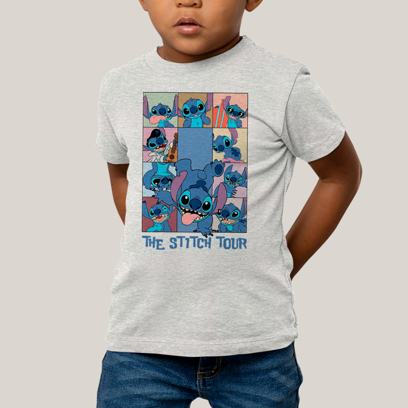 Camiseta Infantil Algodão Unissex T shirt Lilo & Stitch The Stitch Tour