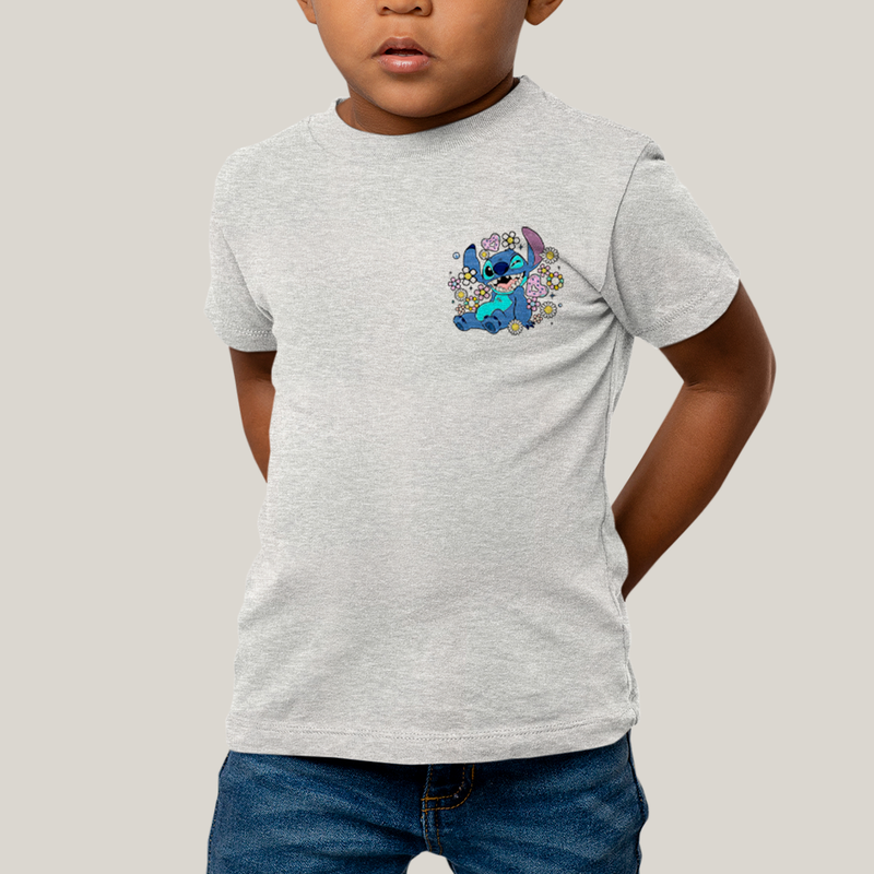 Camiseta Infantil Algodão Unissex T shirt Lilo & Stitch Piscando FC