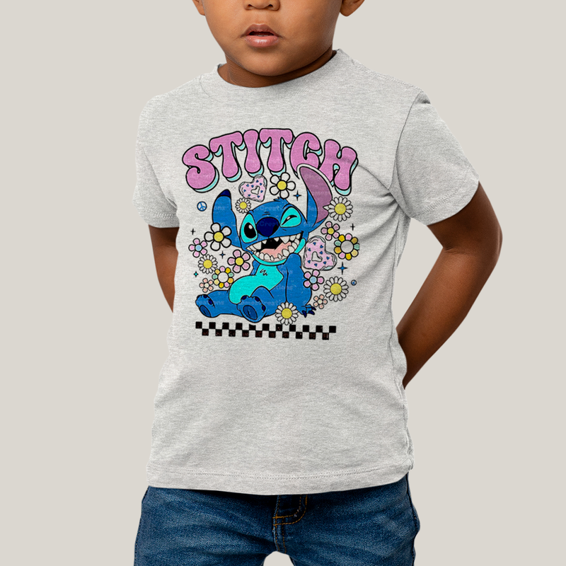 Camiseta Infantil Algodão Unissex T shirt Lilo & Stitch Piscando
