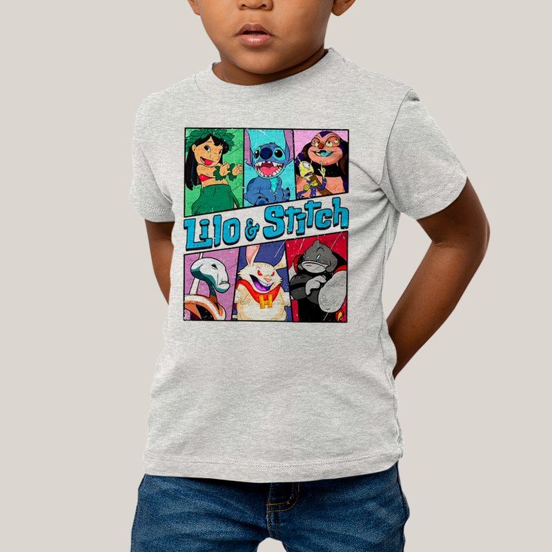 Camiseta Infantil Algodão Unissex T shirt Lilo & Stitch Alienigenas