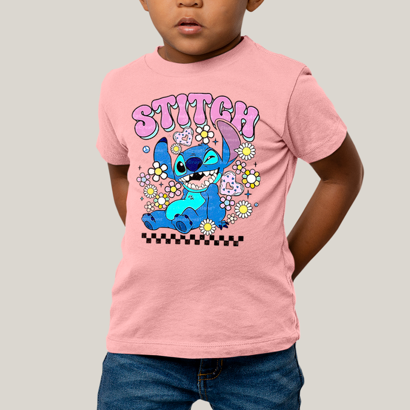 Camiseta Infantil Algodão Unissex T shirt Lilo & Stitch Piscando