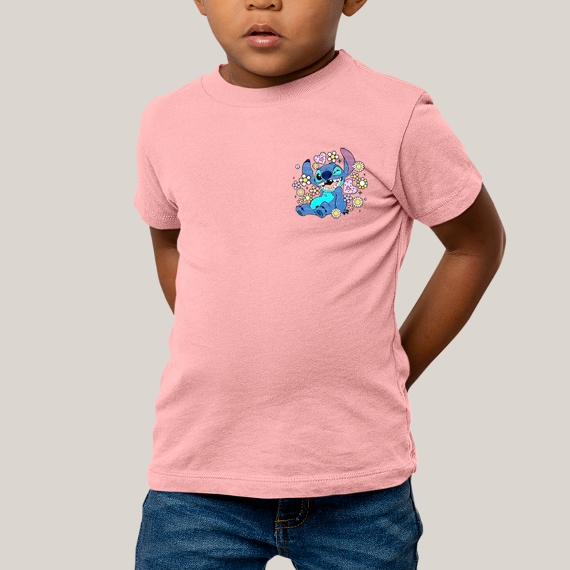 Camiseta Infantil Algodão Unissex T shirt Lilo & Stitch Piscando FC