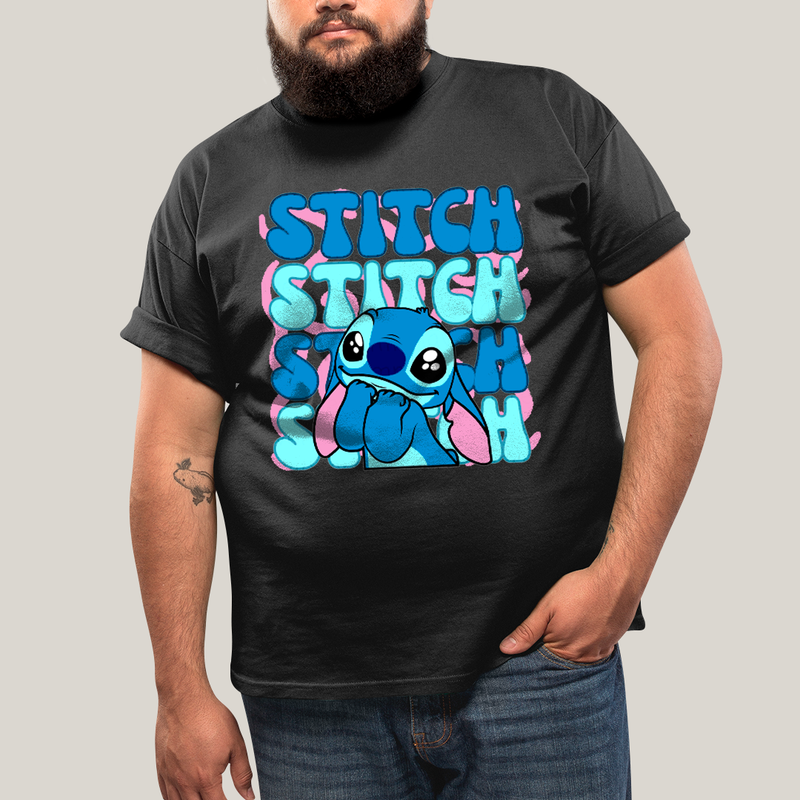 Camiseta Plus Size Algodão Unissex T shirt Lilo & Stitch Orelha Caida